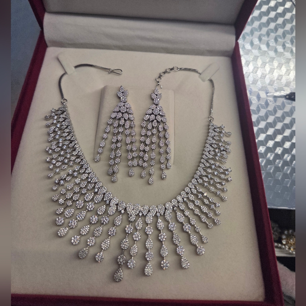 Dazzling Silver Necklace and Earring Set